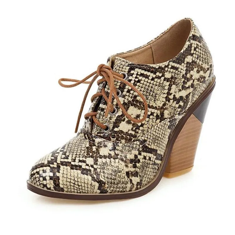 Scarpe Eleganti Moda Vintage Allacciatura Punta A Punta Tacchi
