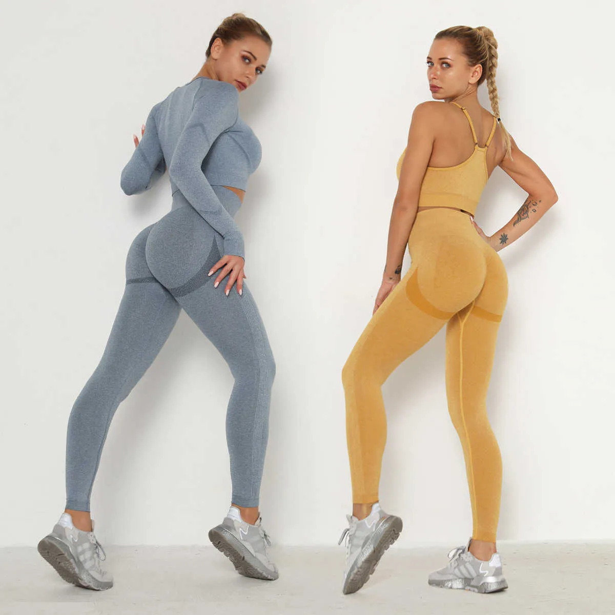 Sportswear Seamlyoga Set Mulheres Workout Roupas Gym Sets FitNclothing Athletic Wear Esportes Running Leggings Bra Yoga Terno X0629