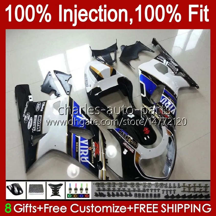 Molde de injeção para Suzuki GSXR 600 750 cc GSXR600 K1 01-03 Corpo 37No.42 GSXR750 GSXR-750 600cc 750cc 2001 2002 2003 GSXR-600 GSX-R750 01 02 03 OEM Feeding Branco Blk Black