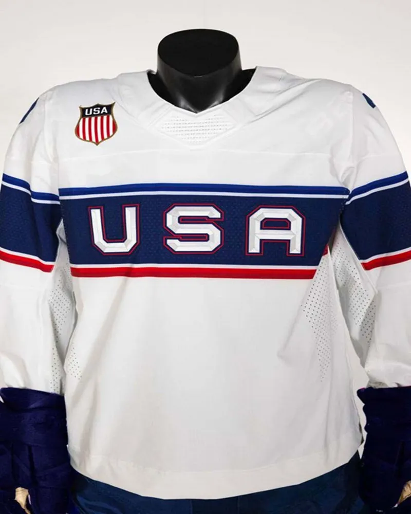 USA Hockey 2022 Beijing Winter ICE Jerseys Patrick Kane Seth Jones Johnny Gaudreau Jack Eichel Auston Matthews Jake Guentzel Brady Tkachuk DeBrincat Larkin Oshie