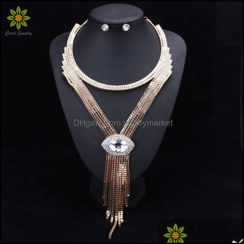 Earrings & Necklace Jewelry Sets Party Women Costume Tassels Fashion Gold Color Romantic Classic Wedding Aessories Drop Delivery 2021 Puytj