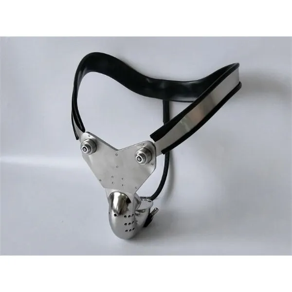 Maschio T Tipo Ergonomia Regolabile Acciaio inossidabile Curva Cintura Cintura di castità W Cazzo avvolgente Gabbia del pene BDSM Giocattolo del sesso 811 Y0406