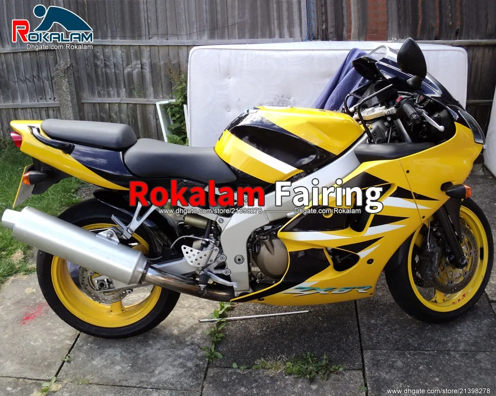 Feedings Kit de Aftermarket 00 01 02 ZX-6R para Kawasaki Ninja ZX6R 2000 2001 2002 Amarelo Motocicleta Fairings Kits (moldagem por injeção)