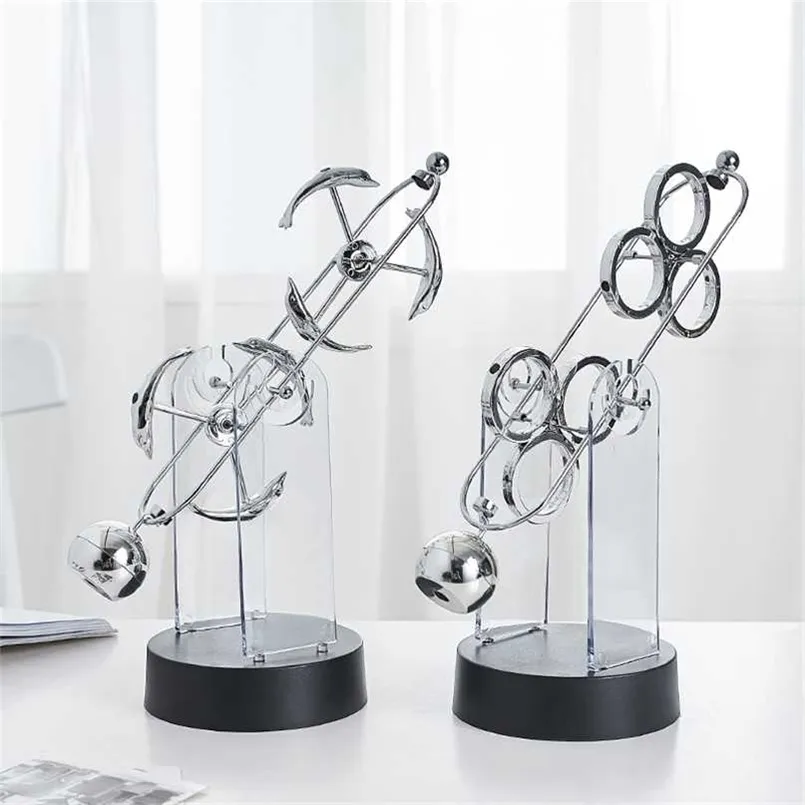 Ton Cradle Steel Balance Ball Skolundervisning Leveranser Fysik Vetenskap Skrivbord Pendulum Stand Hem Inredning Toy Presentkontor 211108