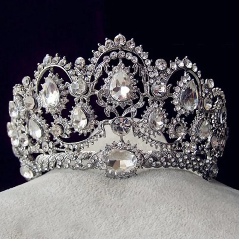 European Vintage Tiaras Bridal Smycken Quinceanera Rhinestone Crystal Crowns Pagant Bröllop Hårtillbehör För Brudar