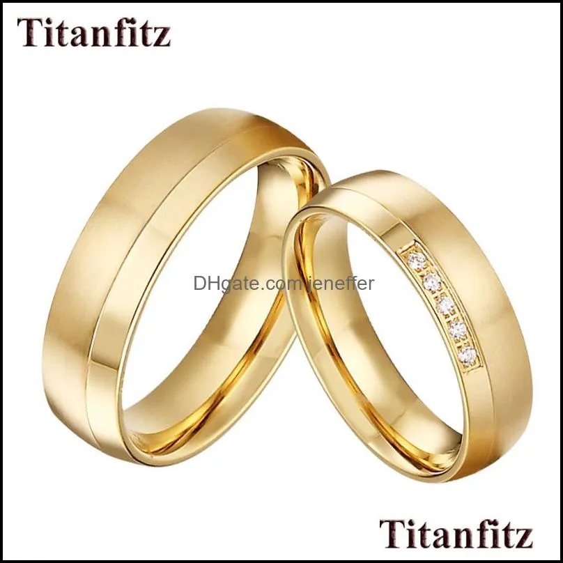 Cluster Rings Jewelry Love Alliance Gold Color Marriage His And Hers Couple Wedding Set For Men Women Girls Proposal Comfort Fit Y0420 Drop