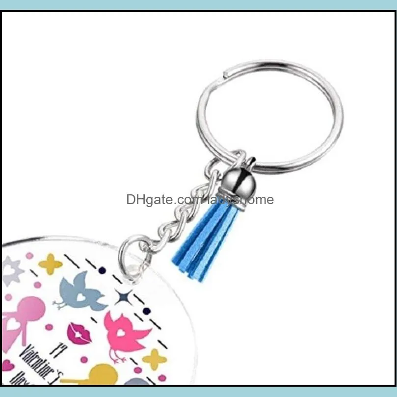 Acrylic keychain Key rings Plastic DIY 24-piece set Multi-colors portable creative gift Transparent round acrylic HWD6924