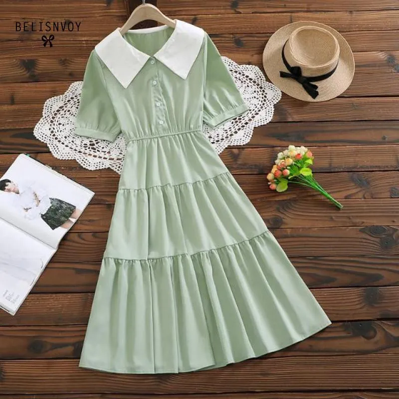 green dress peter pan collar Bottle Green georgette kurti with peter pan collar main image 0