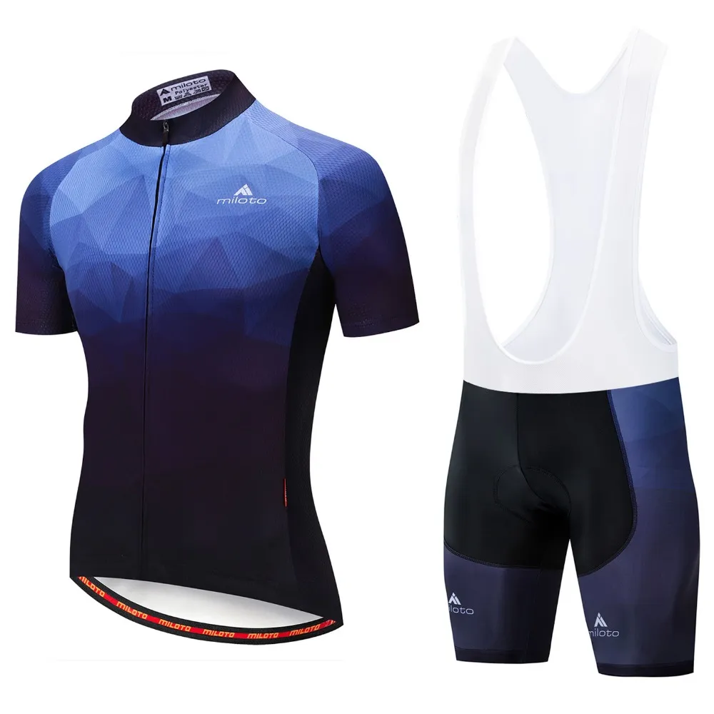 Miloto – maillot de cyclisme bleu pour hommes, ensemble de cyclisme d'été respirant, kits de vélo de Sport de course en équipe, vêtements de vélo courts pour hommes, M082, 2024