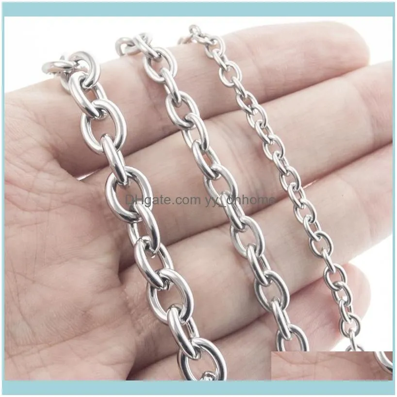 Kedjor halsband hängsmycken smycken chains 100%rostfritt stål kedja för smycken tillverkning 4/6/8mm metall rolo länk bulk cadena acero oxidable