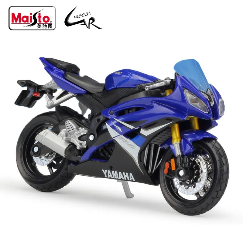 Maisto Yamaha Yzf-R6 Модель мотоцикла, масштаб 1:18, синий белый, литой металл, дисплей, комплект коллекционирования, игрушки подарки