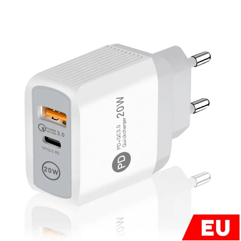 Cena hurtowa Typ C Charger 20W EU US AC Quick PD QC3.0 Ładowarki ścienne Adapter dla iPhone 11 12 Pro Max Samsung Tablet PC