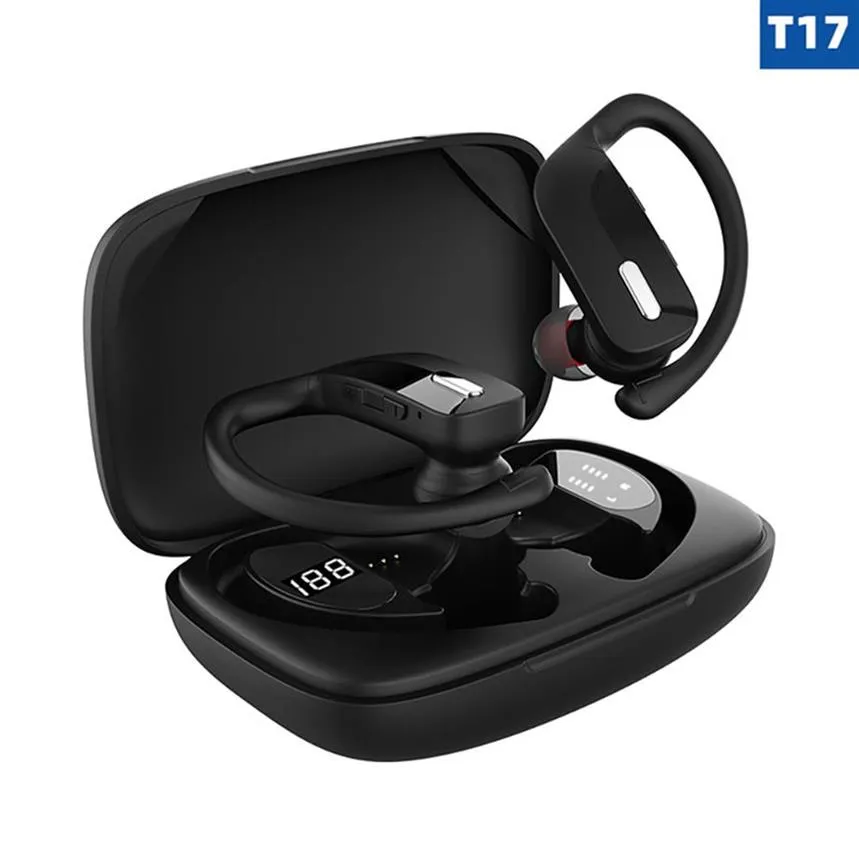 T17 TWS Draadloze Bluetooth Headset Sport Waterdichte Oor-Oortelefoon Hoofdtelefoon 5.0 Zwart Met Opladen Basea43A27