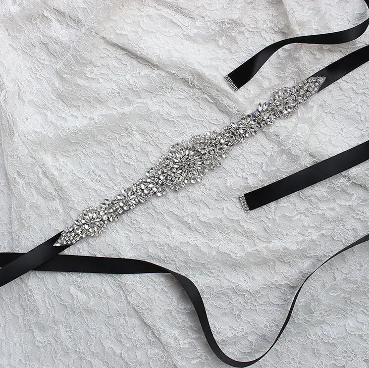 black beaded belt for wedding dress Sheer V-neckline Tulle Wedding Dress with Black Belt – loveangeldress main image 0