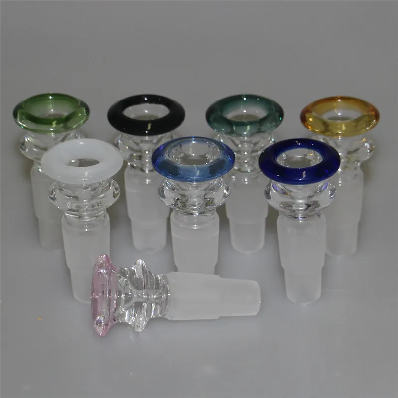 Wholesale Smoking Male 14mm&18mm 2 in 1 Glass Bowls Clear Black Pink Blue tobacco Bong Bowl Bubble for Water Pipes Bongs Dab Rigs