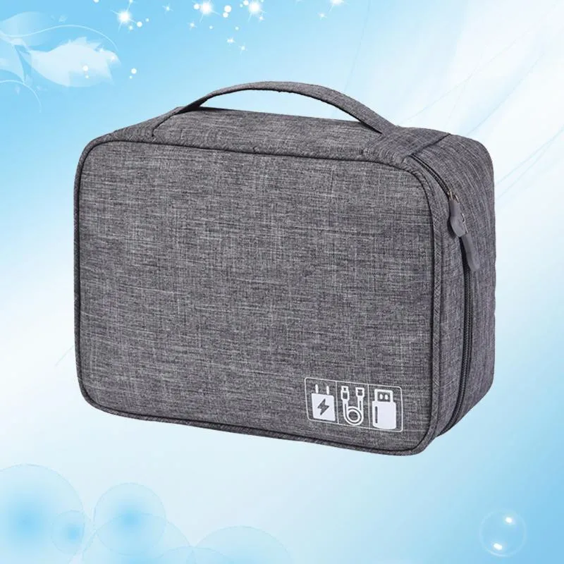Storage Bags Travel Bag Polyester Case For Data Cable U Disk Electronic Accessories Digital Gadget Devices (Grey)