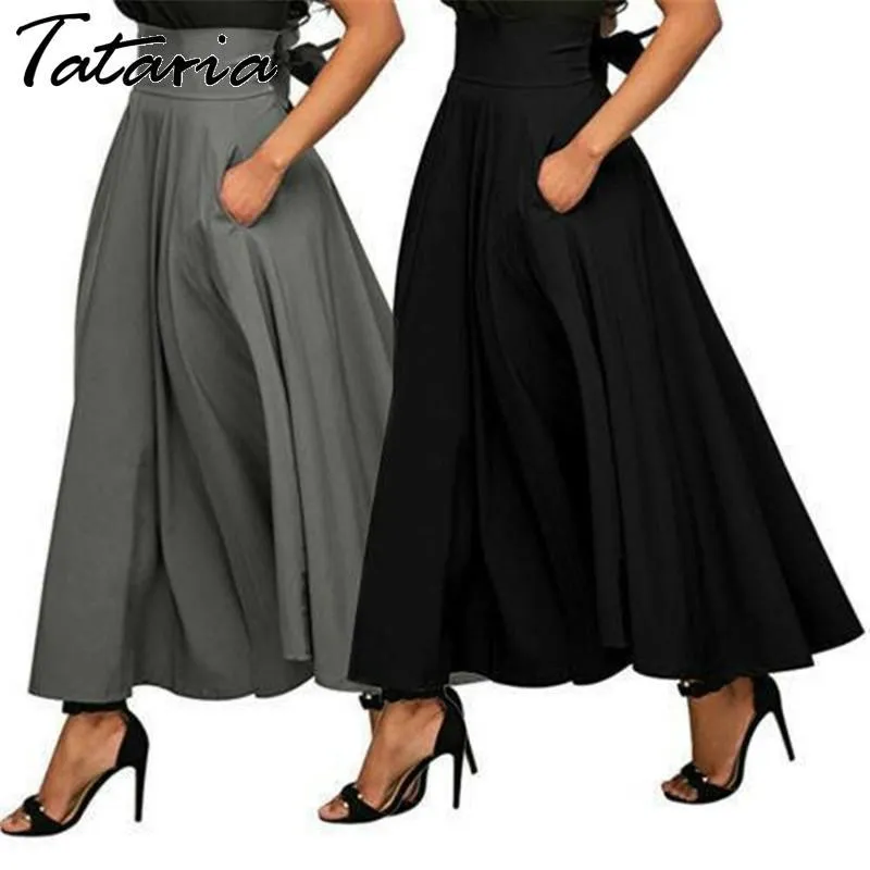 Jupes femmes noir longue femme taille haute élégant coloré décontracté rétro coton une ligne soirée femme 210514