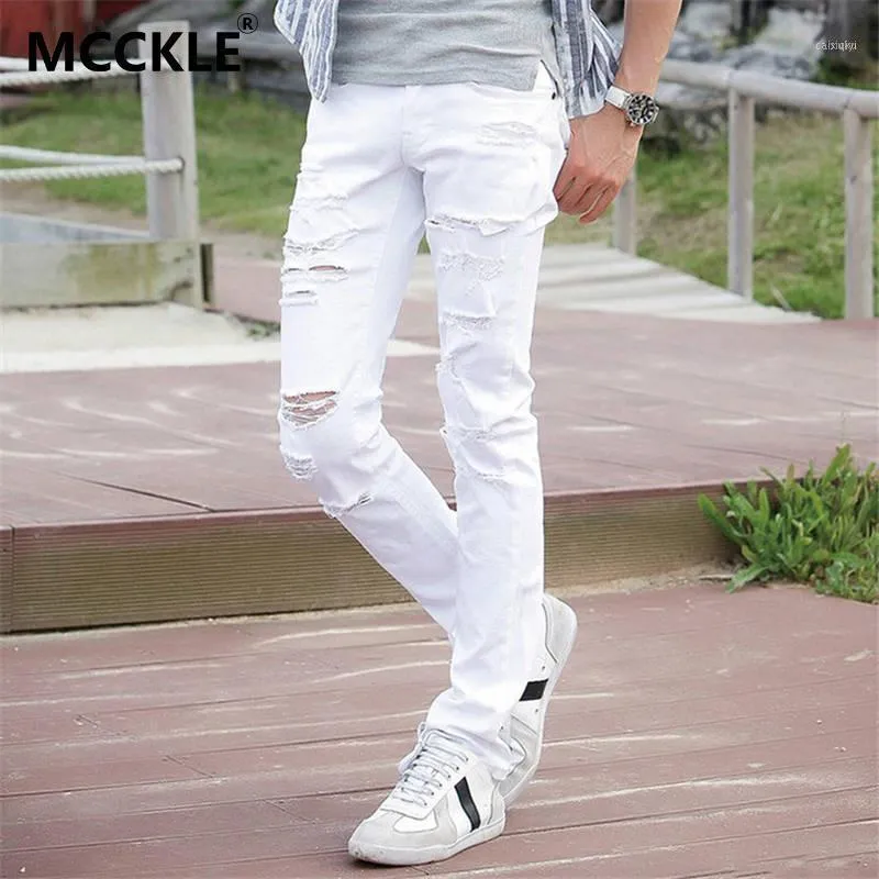 Jeans pour hommes Vente Blanc Déchiré Hommes Avec Des Trous Super Maigre Célèbre Designer Marque Slim Fit Détruit Déchiré Jean Pantalon Pour Homme AY9911