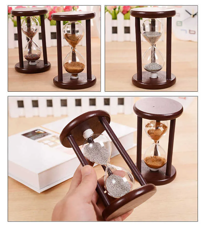 Vintage Hourglass Timer 7x7x12cm Antique Style Wood Sand Clock For DIY ...