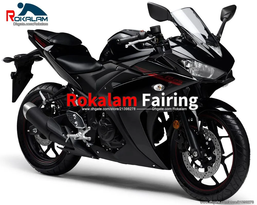 Gloss Black Cowling Set for Yamaha R25 R 25 R3 Bodyworks R 3 2015 2017 2017 ما بعد البيع دراجة نارية Fleating Kit (حقن صب)