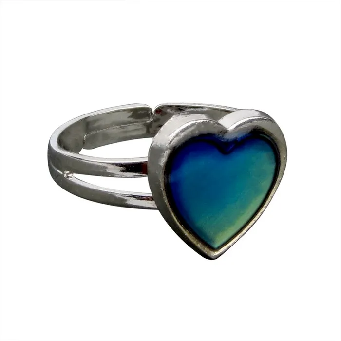 Anello a forma di cuore con rilevamento della temperatura che cambia colore, fascino, anelli dell'umore per gioielli alla moda da donna Will e Sandy