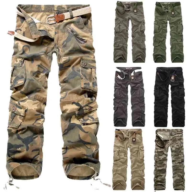 Cargo Pants Men Camouflage Trousers Casual Multi-pocket Army Work Combat Mens Military Plus Size 210715