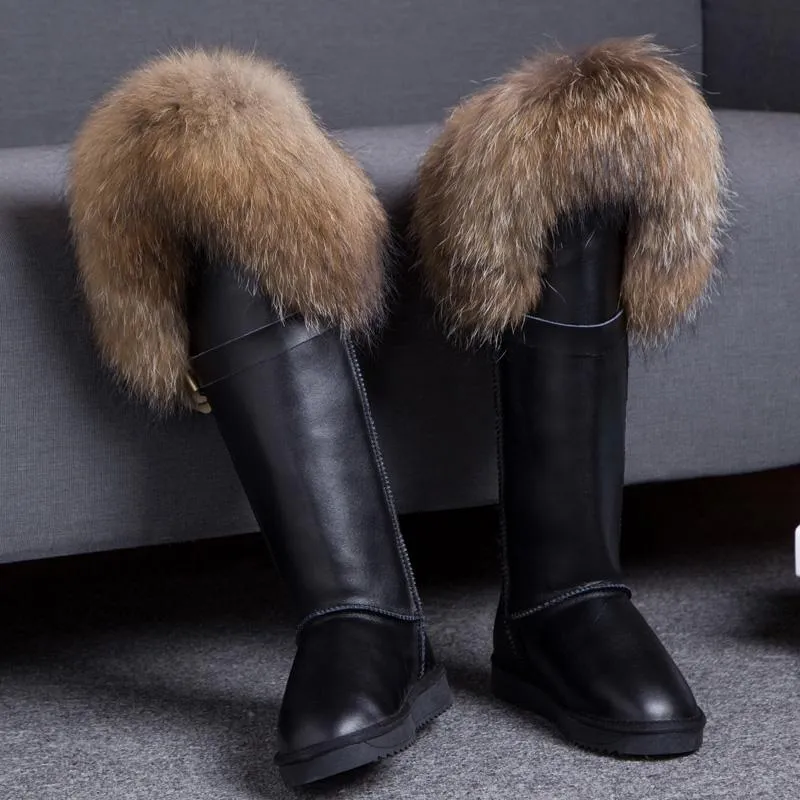 Tall boots with fur trim sale
