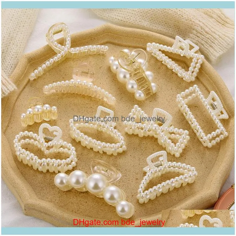 Hair Clips & Barrettes 2021 White Pearl Hairpin Accessories Female Heart Butterfly Geometry Big Headdress Jewelry