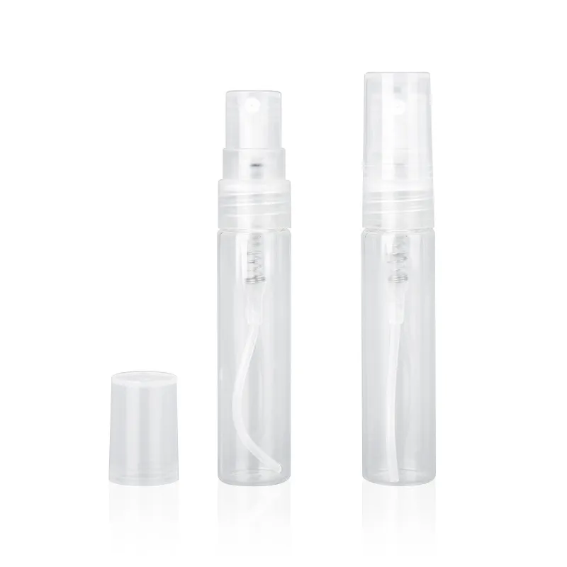 100pcs / parti 5ml Provgåva Transparet Sprayflaska Bärbar Glas Parfym Bottling Atomizer Travel Container Pump Kvinnor Parfum