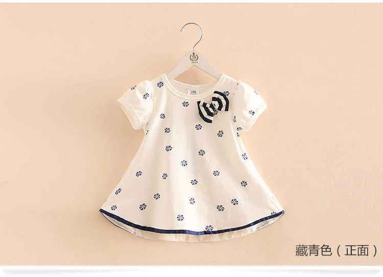 Girl Clothes Hot Summer Flower Print Bow Decoration Cool Design Short Sleeve O-Neck Chiffon T-Shirt Kids Girl (3)