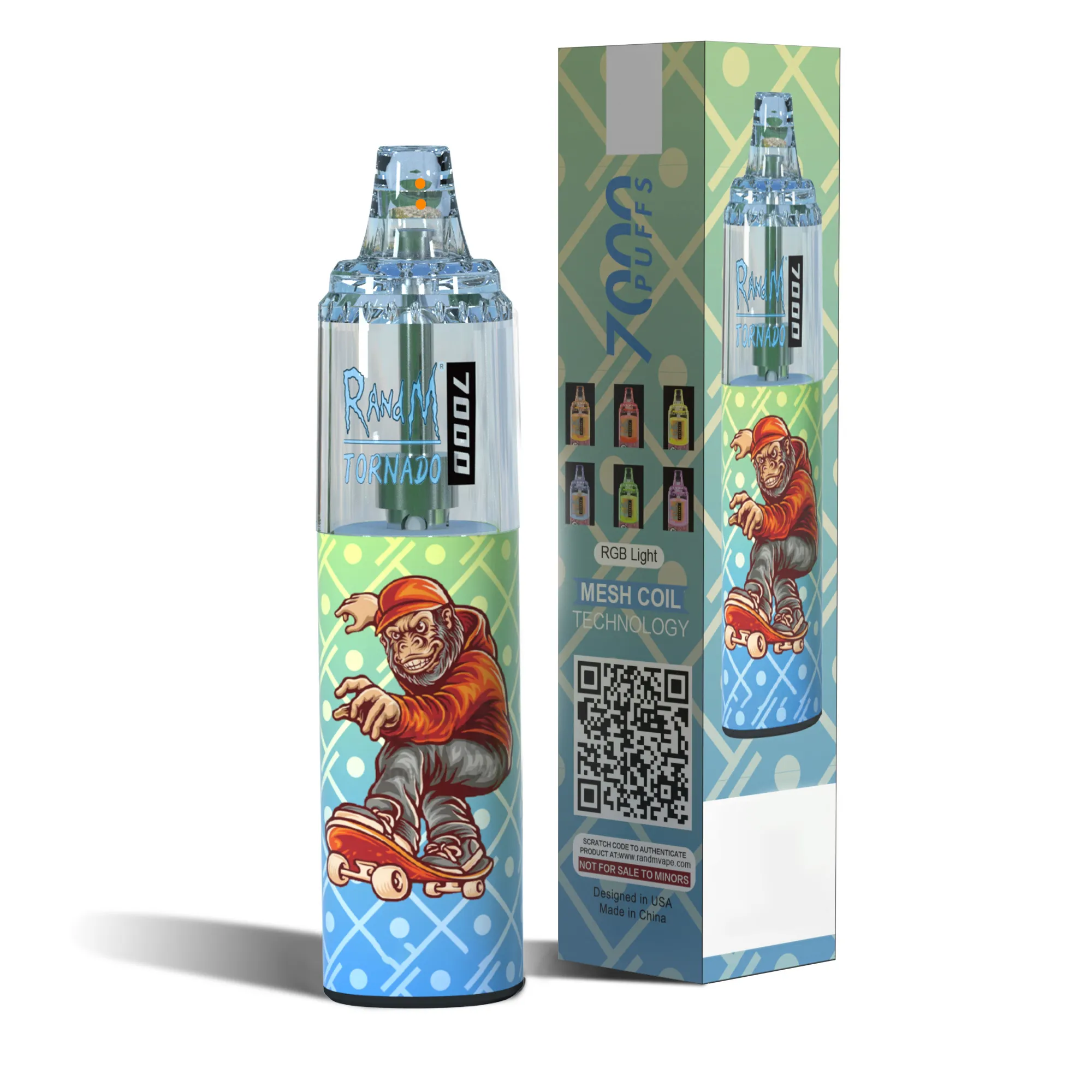 Rand M Tornado 7000 Disposable Vape Pen 21 Flavor RGB Light Flashing