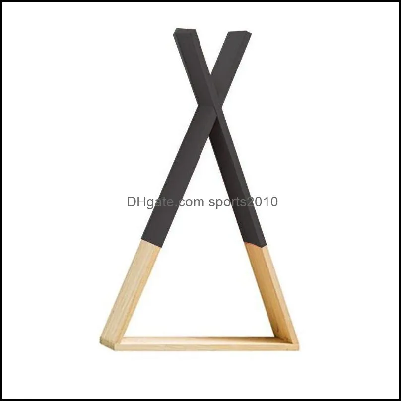 2021 New Nordic Style Baby Wooden Triangle Shelf Lovely Wall Hanging Trigon Storage Book Shelf Home Kids Baby Room