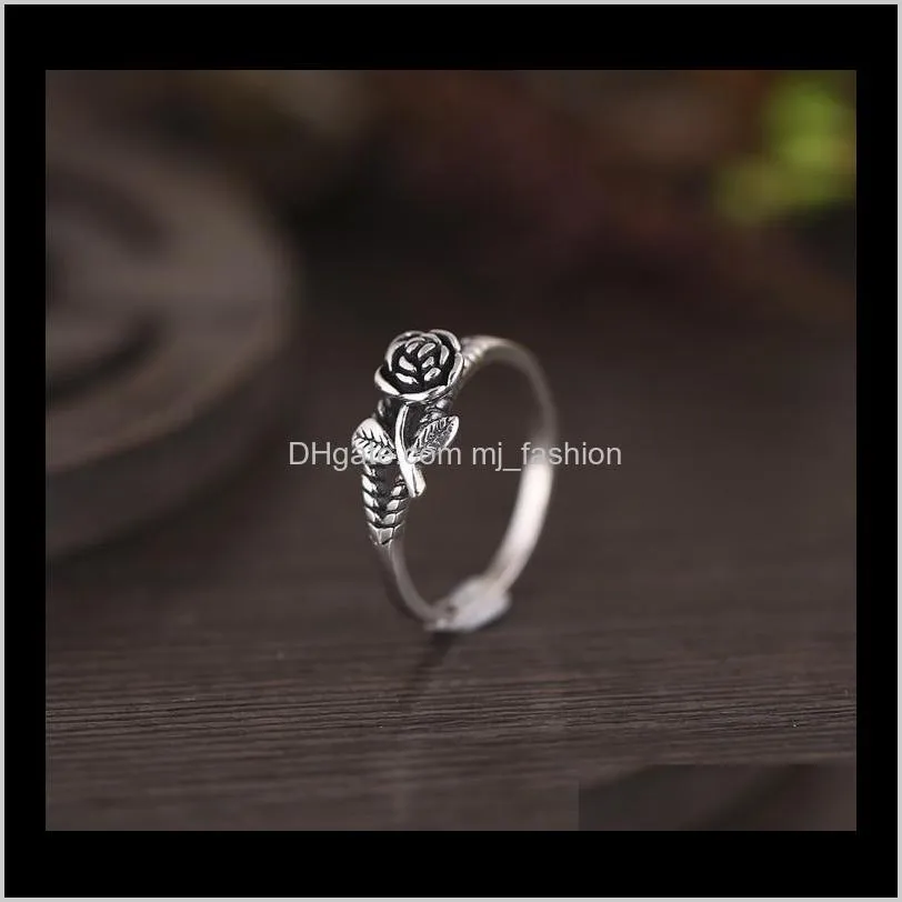 Band Drop Delivery 2021 Vintage Rose Flower Rings Arrival Ring For Women Fine Jewelry Gift Yghek