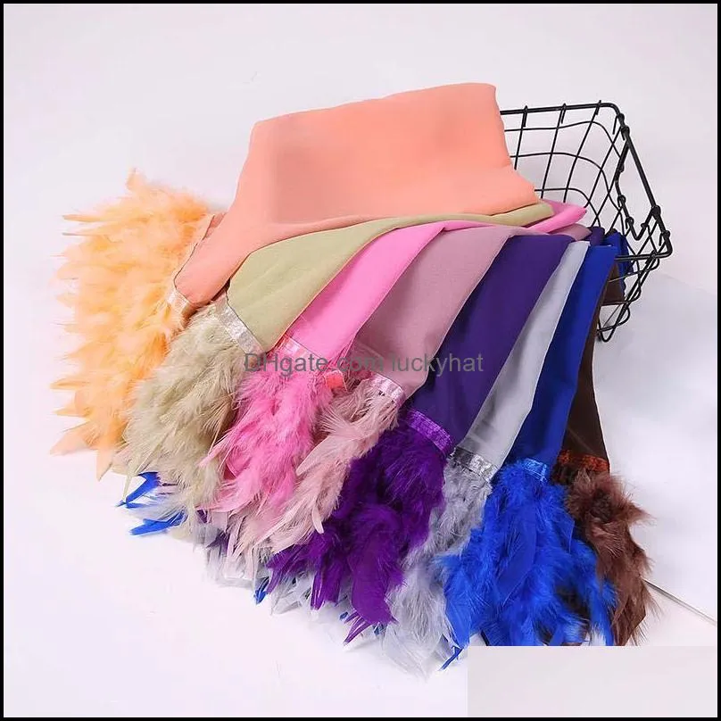 Wraps hattar, halsdukar Handskar Fashion AessoriesBeautif Designer Plain Bubble Chiffon Scarf Kvinnor Muslim Hijab Shawl Wrap Long Feather 10pcs / l