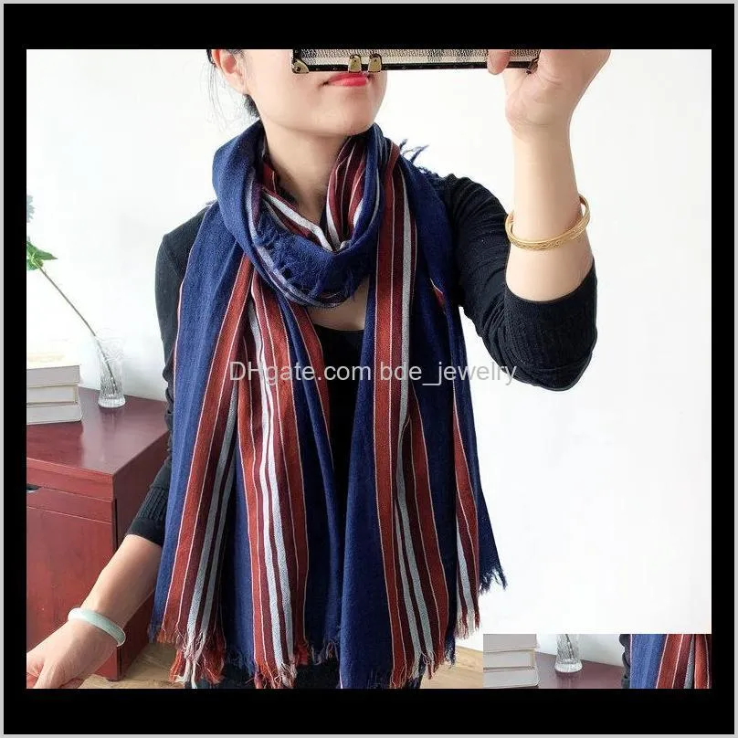 striped printing scarf women men scarves 100% cashmere vintage tassl winter warm 200*100cm