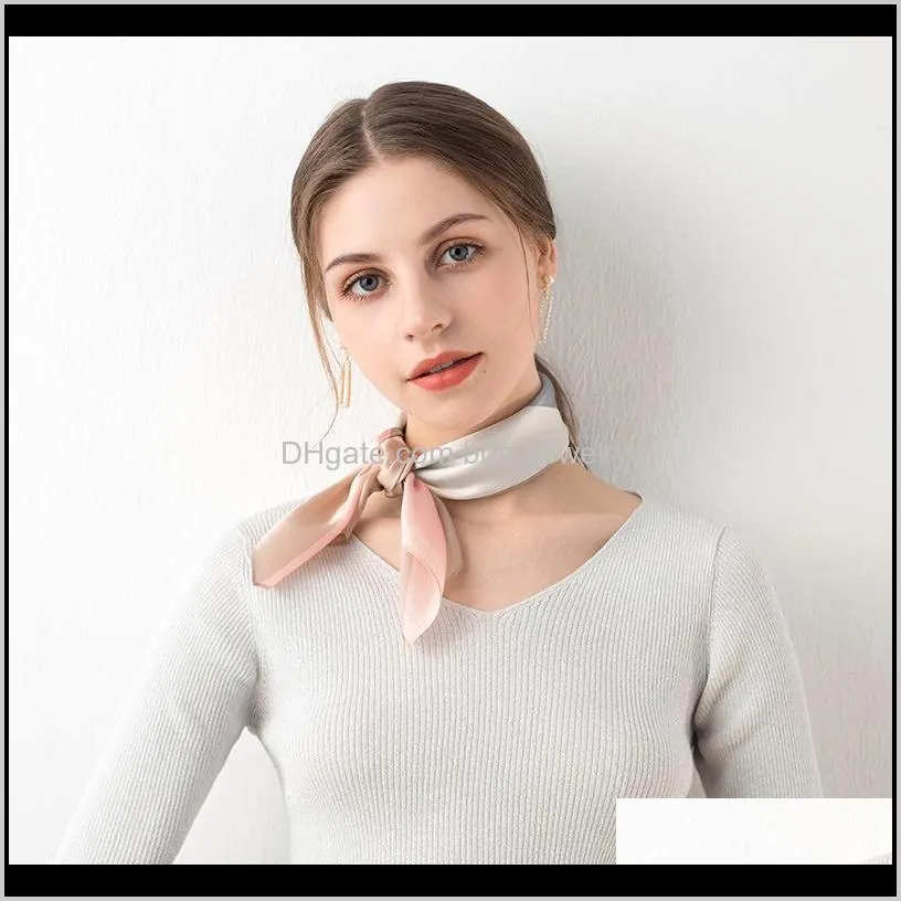 2021 hangzhou silk square scarf bag bandana 53*53cm 100% real silk neckerchief wraps for ladies 12m/m neck scarf kerchief