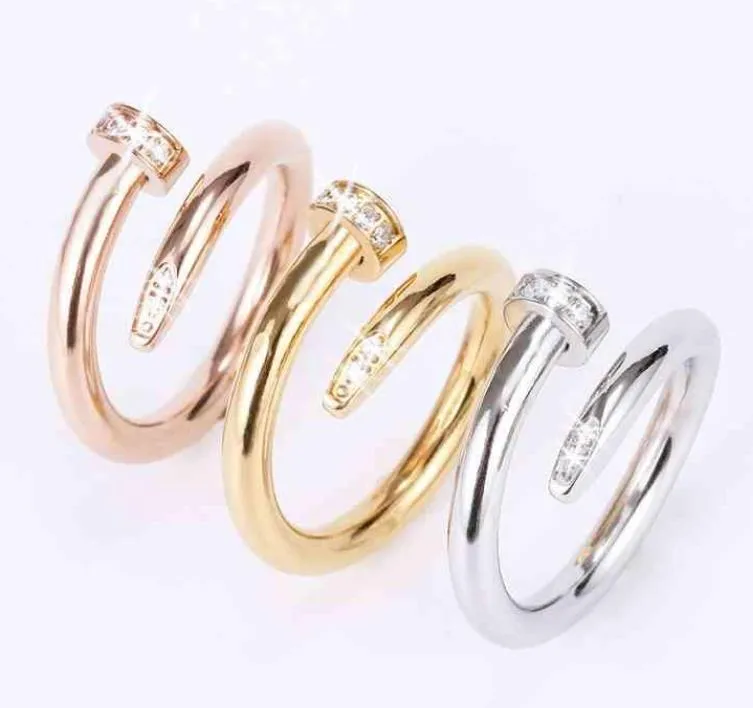Aço de titânio Única anéis de unhas hip hop casal anel tamanho5-10 festa de aniversário Valentine presentes jóias de casamento