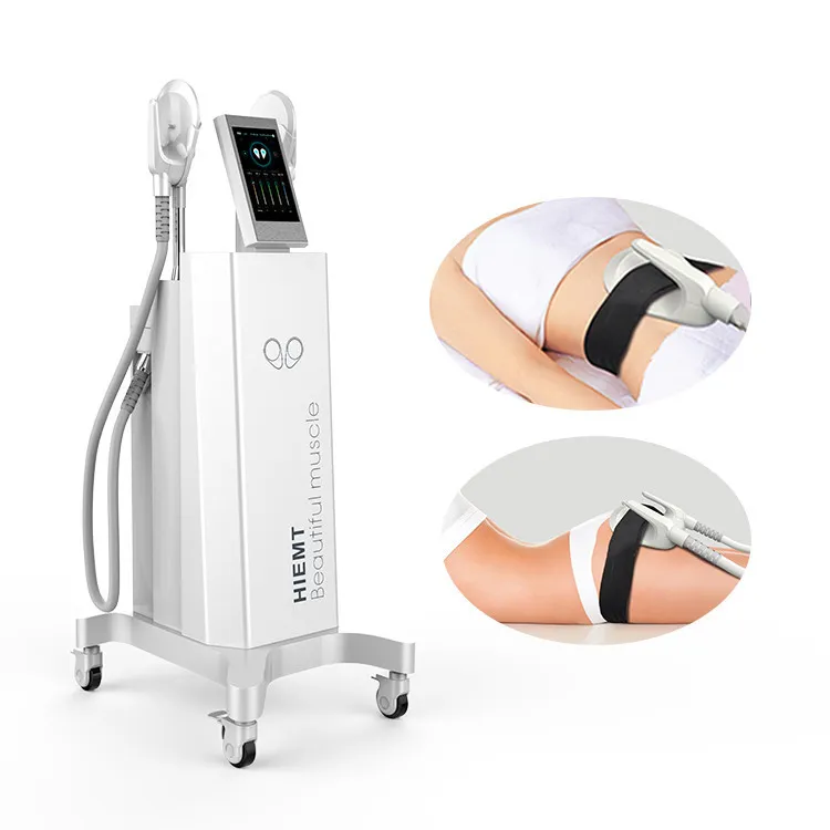 Skönhet Tesla luftkylsystem 2 Handtag Hiemt Slimming Machinems Muskelstimulator Elektromagnetisk Bygg Muskel Bränn Fett Buttock Lift Fitnessutrustning