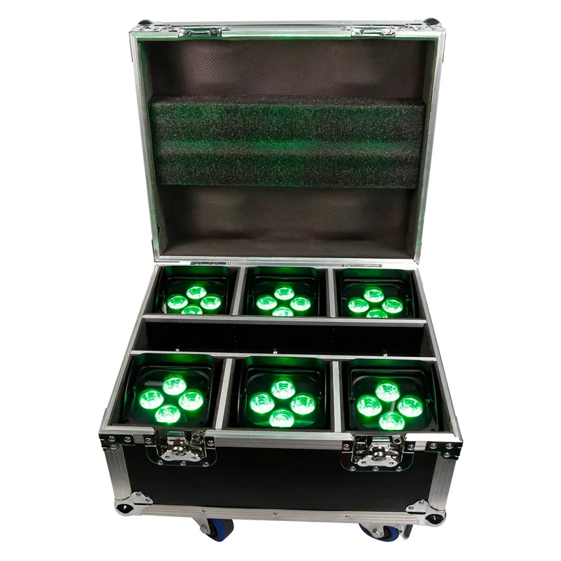 6In1 Laddning Flight Case-4x18W Batteridriven LED Uplight Disco Par Projector för DJ-belysning