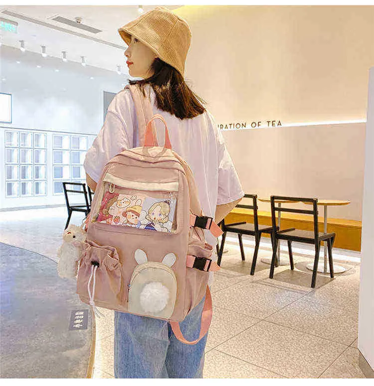3d Rucksack Rosa Cartoon Weibliche Bunny Anime Schule Tasche Kawaii