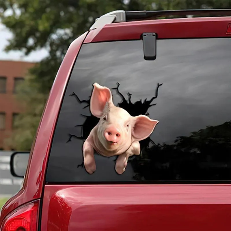 ウィンドウステッカー動物の壁の車のフロントガラスPVCアートデカール素敵な豚馬牛3D面白いステッカーホームトイレキクセンの装飾