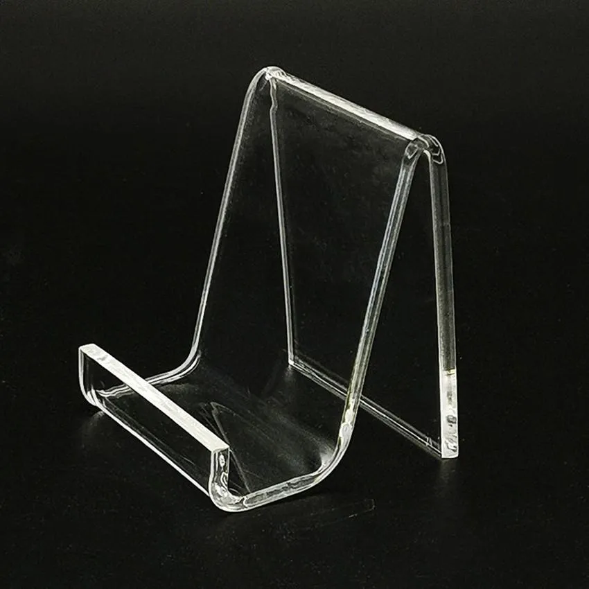 2022 new Advertising Display Acrylic Show Holder Stands Rack for Purse Bag Wallet Phone Book T3mm L5cm Retail Store Exhibiting 50pcs