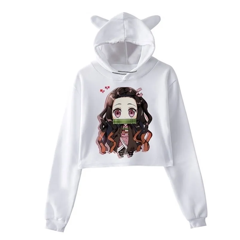 Kawaii japonais Anime Demon Slayer sweats à capuche femme Harajuku dessin animé Kimetsu No Yaiba impression sweat à capuche coréen sweats femmes 220114