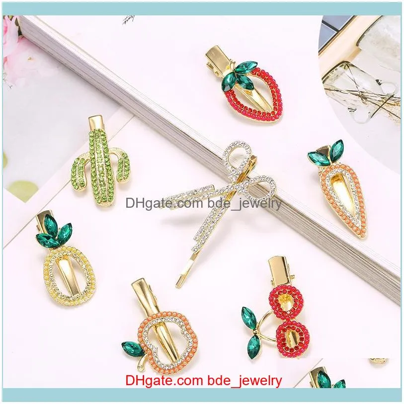 Hair Jewelry Jewelryhair Clips & Barrettes Ms Han Edition Exquisite Small Hairpin Duck Mouth Words Scissors Fruit Design Clip To Side Of The