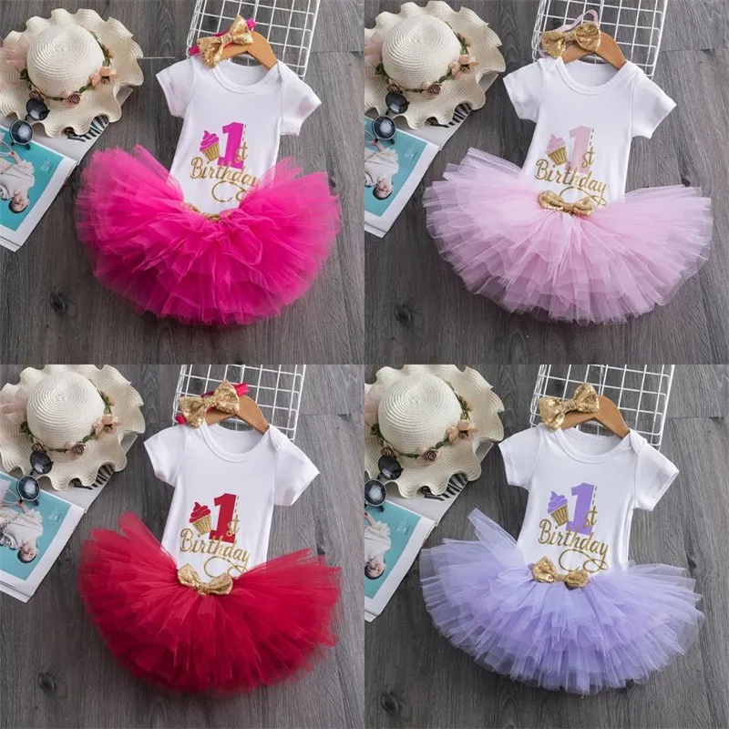 My Little Baby Girl First 1. Birthday Party Dress Cute Różowe Tutu Cake Stroje Niemowlęta Dresses Baby Girls Chrzest Odzież 0-12m 83 Y2