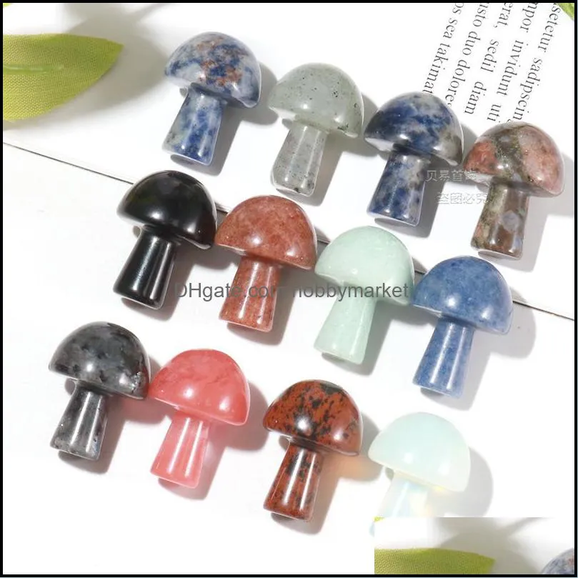 Mini Mushroom Statue Natural Stone Carved Decoration Quartz Hand Polished Healing Crystal Reiki Trinket Gift Room Ornament