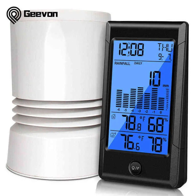 Weerstation Regenmeter Kalenders Wekker met temperatuur en vochtigheid LED Digitale Tafel Watch Bureauklokken 211112