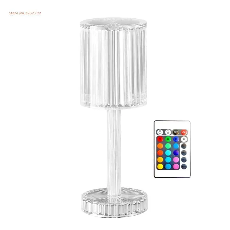 Bougeoirs K4UA Lampe de table en cristal Lampe de bureau rechargeable avec interrupteur tactile Veilleuses pour mariage à la maison Tables de dîner romantique Lam