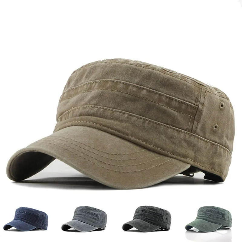 Military Cap New Army Hats Men Flat Top Women Hat Fashion Men Caps Tan