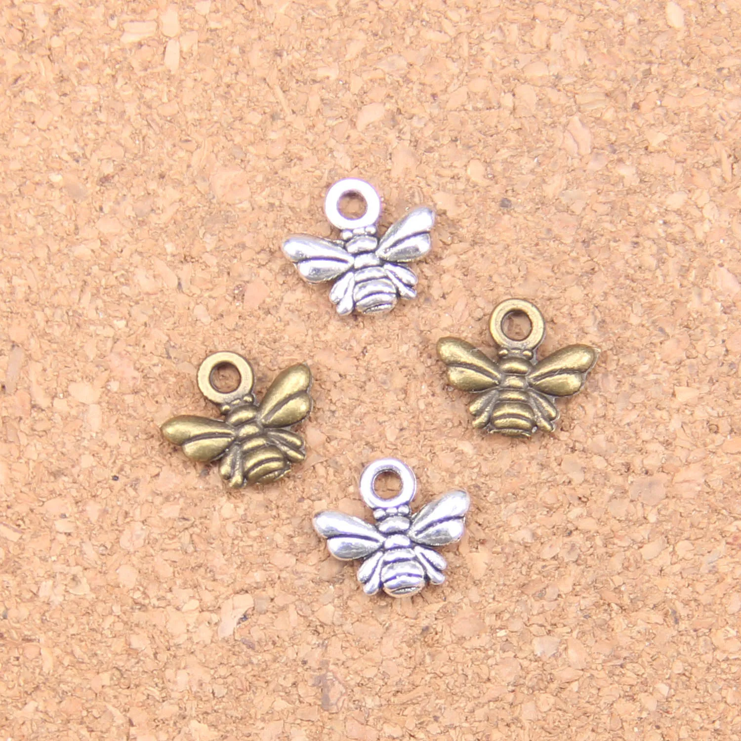 300pcs Antique Prata Bronze Bronze Bee Charms Pingente DIY Colar Pulseira Bangle Achados 10 * 11mm